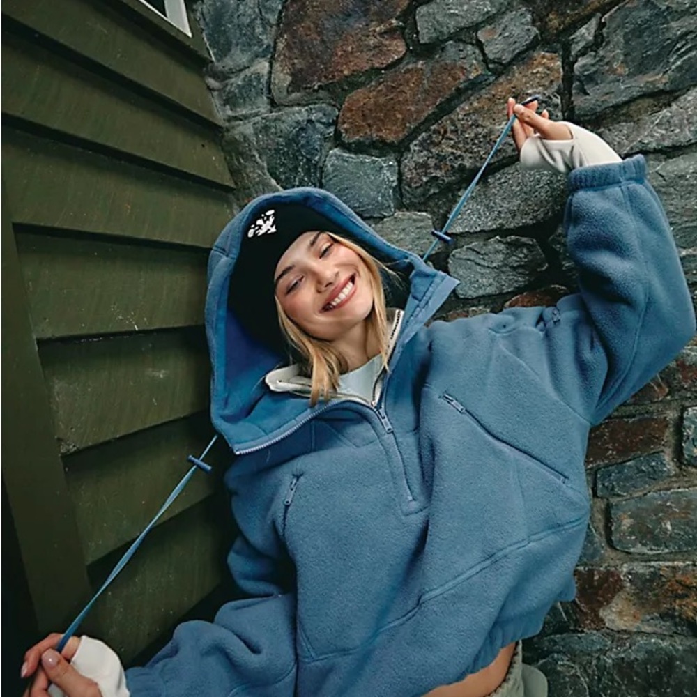 FP Movement by Free People Blue Oversized Hooded Ski Pullover